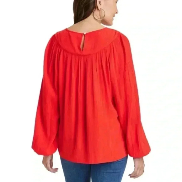 Knox Rose red flowy long sleeve blouse size XXL B29 - Picture 2 of 6